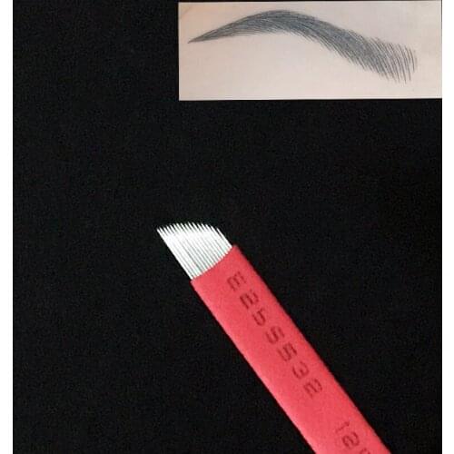 100Pcs 16 Needles 0.18mm Permanent Eyebrow Makeup Manual Tattoo Bevel Blades Microblading blade for Manual Tattoo Pen