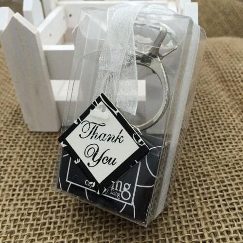 100pcs/lot Wedding Party favor Ring simulated diamond Ring Key Chain keychains cheap small indian wedding door gift for guests