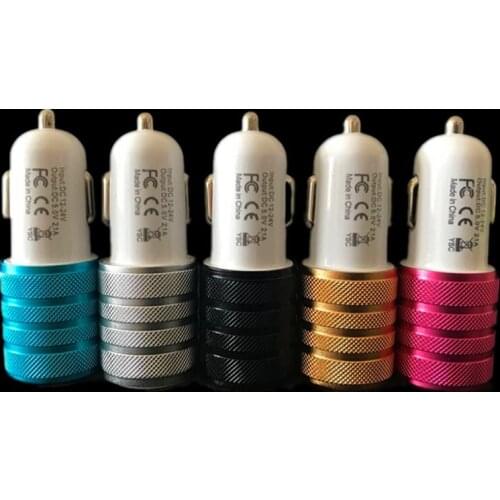 100pcs/lot universal Aluminum Alloy 2.1A+1A Dual USB Ports Car Charger For iPhone X 8 7 6 5 For samsung S8 NOTE8