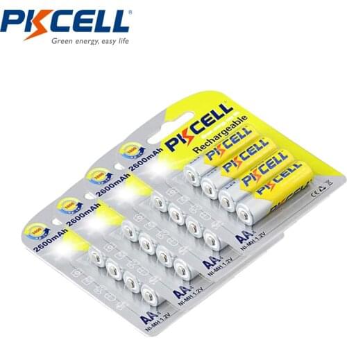 16pcs /4card PKCELL 2300-2600Mah NIMH AA Battery 1.2V 2A Ni-Mh Rechargeable Batteries AA Bateria Baterias