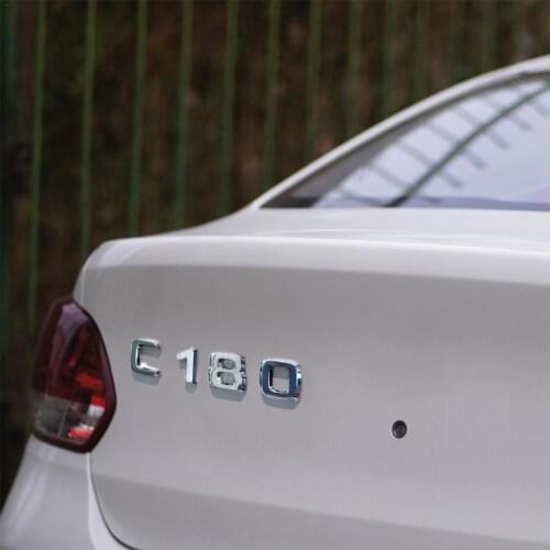 3D Car Trunk Rear Tail Emblem Badge Number Letters Stickers Car Model For Mercedes Benz C-Class C180 C200 C220 Auto Decoration