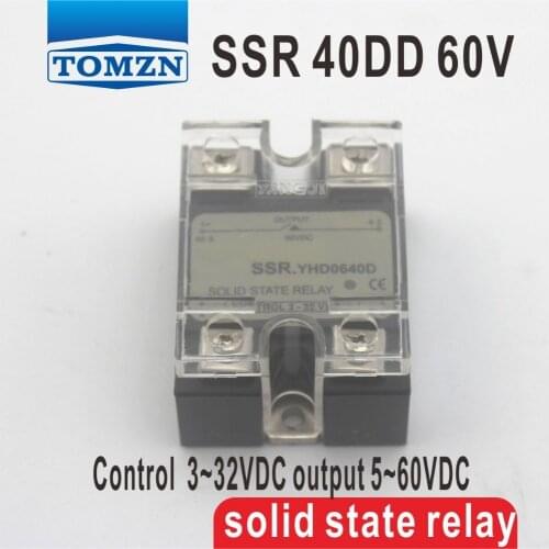 40DD SSR Control voltage 3~32VDC output 5~60VDC DC single phase DC solid state relay