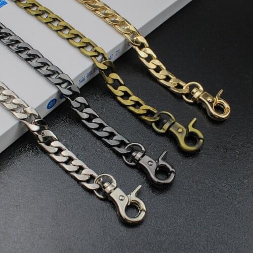 5Pcs 120CM 2.5NK Wide Flat Polished Metal Handbag Chain With Clamp Buckle Shoulder Strap Handbags For Women Purse Chains Parts