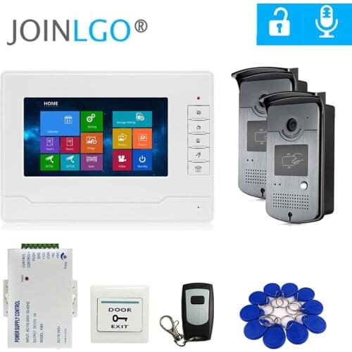 7 Inch Recording Touch Monitor Video Doorbell Intercoms Home Security System RFID Card 2 x IR Vision Camera Free Shipping