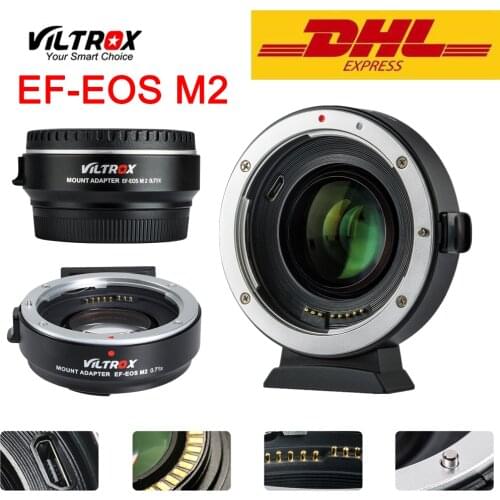Viltrox EF-EOS M2 Adapter for Canon EF Mount lens to EOS M5 M6 M50 M10 M100 M3 Camera Lens Adapter Auto-focus 0.71x EF-EOS M2