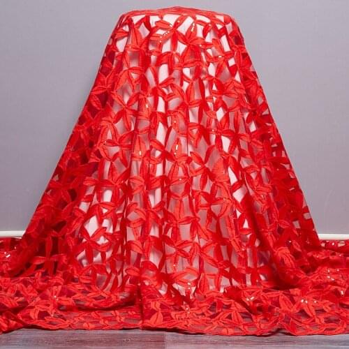 African Lace Fabric 2021 High Quality Lace Red New French Tulle Sequins Lace Embroidery Sewing Diy Dersses For Women Party A2566