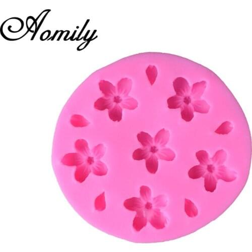Amoliy 11 Holes Cherry Blossoms Flowers Fondant Silicone Mold Chocolate Mold Pastry Candy Jelly Cake Mould Kitchen Baking Mold