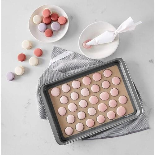 Non-Stick Macaron Baking Mat Food Safe Silicone Glass Fiber Cookies Baking Sheet Liner & Rolling for Bun 24/30 Spots TS2