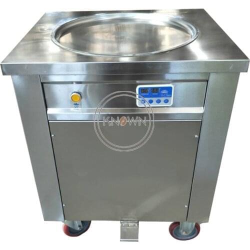 Automatic 500*500mm roll ice cream yogurt machine commercial fry single round cold pan fried ice cream machine free shipping