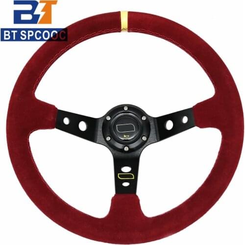 Universl 14 inch 350mm Car Racing Sport Steering Wheel Deep Corn Drift Sport Suede Steering Wheel Racing Style Auto Accessories
