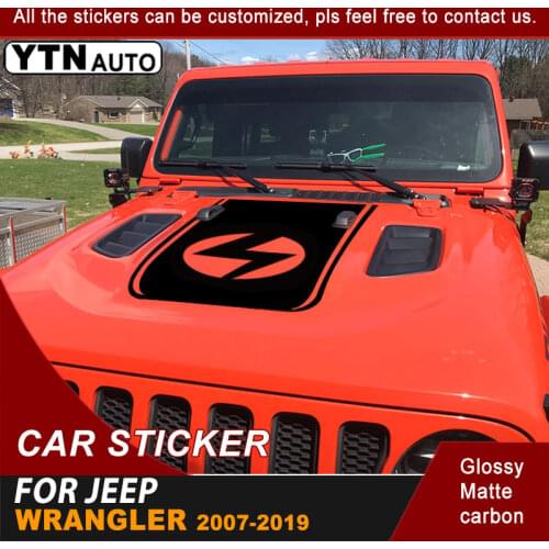 Car Decals Hood Scoop Lightning Stripe Graphic Vinyl Cool Car Stickers For Jeep Wrangler Rubicon 2007-2019 Car Exterior Sticker
