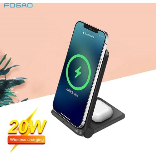 Qi Wireless Charger Foldable 25W Fast Charging Station For iPhone 12 11 8 XR XS Max Airpods Pro Samsung S21 S20 Galaxy Buds Pro