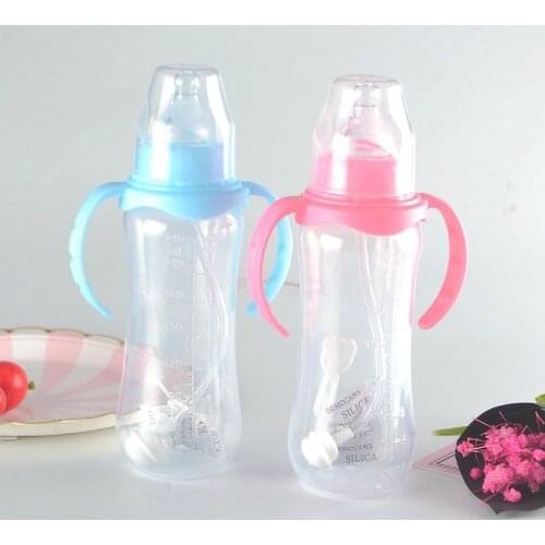 Newborn baby milk bottle medicine pp 240ml automatic Anti Colic Air Vent Wide with teat handle and automatic straw set