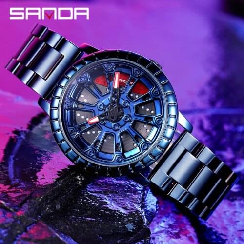 Top Men Watches Luxury Famous Brand Men Stainless Steel Wheel Dial Men Business Luminous Quartz Watch for men Relogio Masculino