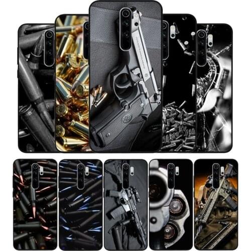 Gun and bullet black Silicone Phone Case For Redmi note 9 8 7 Pro S 8T 7A Cover