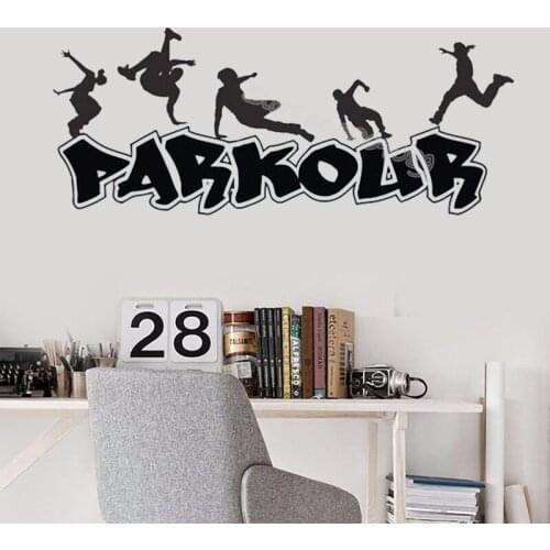 Extreme Sport Parkour posture Silhouette Wall Sticker Decor Living Room Vinyl Removable Murals for youth bedroom Decals AL336