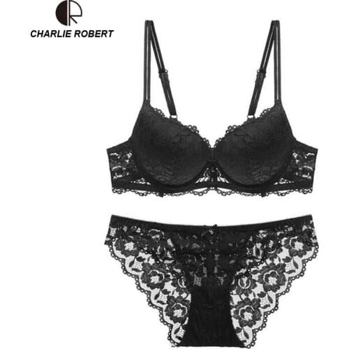 CR Sexy Lingerie Lace Bra Set Transparent Luxurious Brief Push Up Bra Brand Designer Underwear WI469