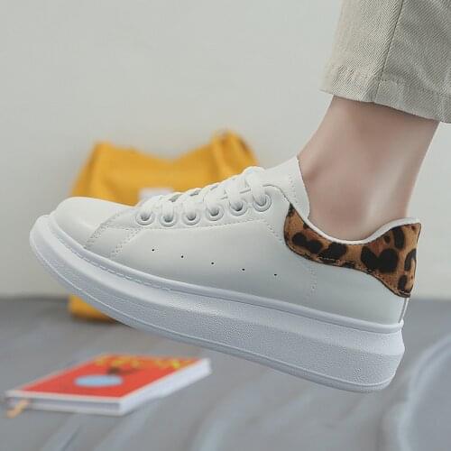 Sneakers Women Scarpe Donna New Female White Shoe Joker Han Edition With Sneakers Leopard Female Leisure Sports Shoes Flat Shoes