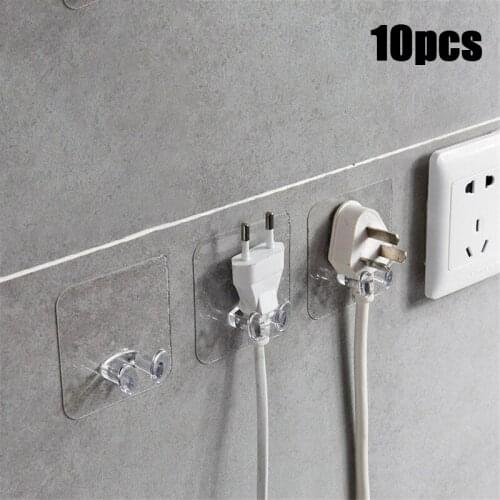 Socket Plug Hook Transparent Strong Self Adhesive Door Wall Hangers Towel Handbag Hooks Plug Hook Kitchen Bathroom Accessories