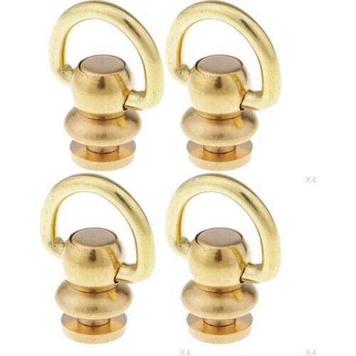 4Pcs Metal Ball Post with D ring Rivet Stud Nail Round head Chicago Screw Back LeatherCraft