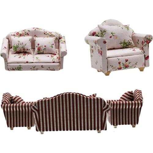1:12 Scale dollhouse furniture Mini Sofa Love Seat Set Dollhouse Miniatures Furniture Decoration doll house asseccories decor