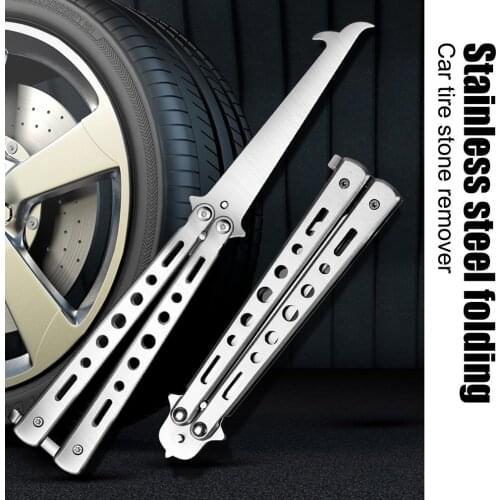 Multifunctional Hook Folding Portable Stainless Steel Hook Vehicle Tire Cleaning Tool Emergency Safety Hammer