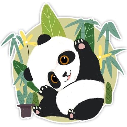 LLY-0142 Fashion Car Stickers Cute Panda Cartoon Bamboo Leaf Decals PVC Cars Window Bumper Accessories Waterproof Decal Decor