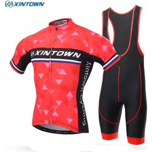XINTOWN Men Cycling Jersey Red Cycling Clothing maillot ciclismo roupa ciclismo Gel Padded Bib Shorts cycling set