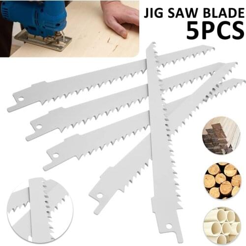5pcs Universal Jig Saw Blade Set HCS Fast Cut Down Knife Jig Saw Cutter Accessories Wood Plastic and Metal Cutting Compatible