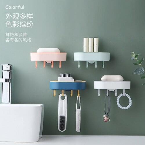 Wall Mounted Soap Holder Box Door Soap Dish For Bathroom Products Tray Portable With Suction Cup Solid Drain Water Plates