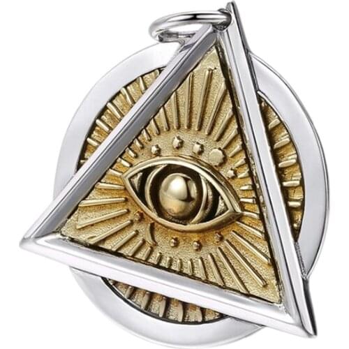 BOCAI New solid S925 silver jewelry money zodiac rat auspicious clouds pyramid eye of god round card 925 silver pendant for man