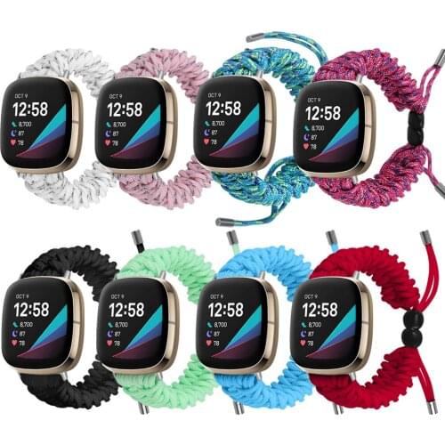 New Adjustable woven watchband For Fitbit versa3 smart watch strap Fashion umbrella cord braid strap for fitbit sense bands