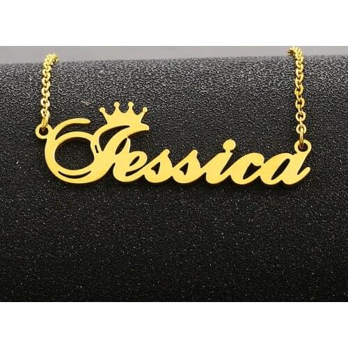 Crown Name Necklace for Women Personalized Nameplate Chain Necklaces Stainless Steel Customized Jewelry Mother Daughter Gifts