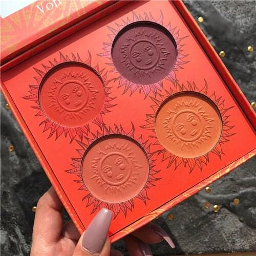 4 Color Face Blush Palette Matte Shimmer Cheek Blush Powder Brighten Skin Blush Contour Glow Makeup Highlighter Bronzer Palette