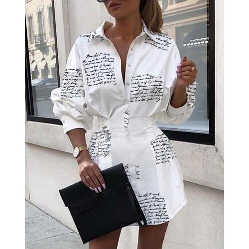 Summer 2020 Fashion Dress Long Sleeve Mini Dresses Three Quarter Sleeve Letter Print Pleated Dress Female Clothes