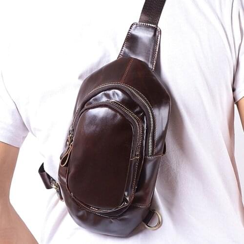 100% Cow Genuine Leather Waist Bags Fanny Pack Vintage Side Crossbody Sling Bag For Men 2021 Handbag Male Shoulder Messenger Bag