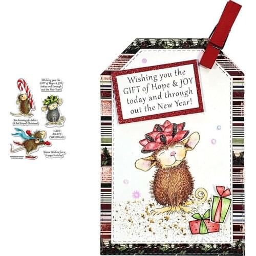 Christmas Mouse Animal Stamps And Dies New Arrival 2021 Scrapbook Diary Decoration Stencil Embossing Template DIY Greeting Card