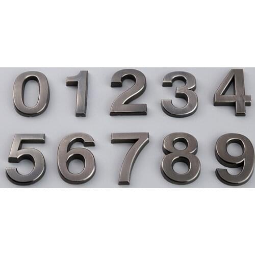 Grey Self Adhesive Numeral Door Plaque House Sign Plating Gate Digits 0 to 9 Plastic Number Tag Hotel Home Sticker Address