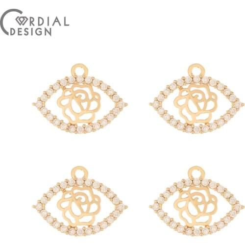 Cordial Design 50Pcs 14*19MM Jewelry Accessories/CZ Charms/Eye Shape/DIY Making/Hand Made/Jewelry Findings & Components/Pendant