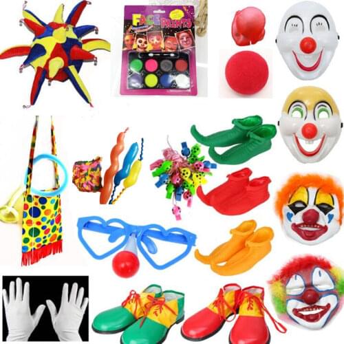 Kids Adults Clown Hat Bags Shoes Stocking Magician Cosplay Costume Party Performance Up Props Purim Christmas Halloween