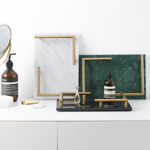 Nordic Luxury Marble Storage Tray Modern Home Rectangular Cake Dessert Sushi Fruit Snack Plate Cosmetics Jewelry Display Stand