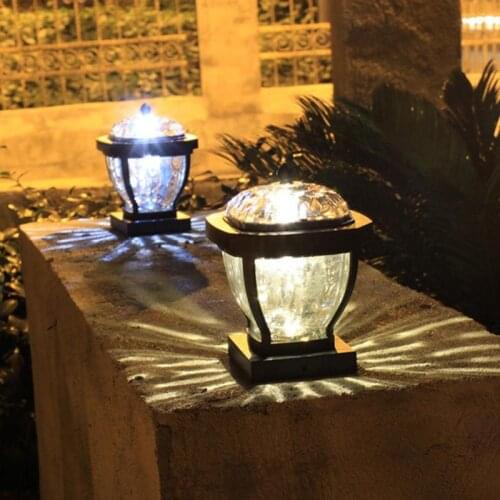 Solar LED Pillar Lamp Waterproof White Warm Color Outdoor Garden Lawn Light