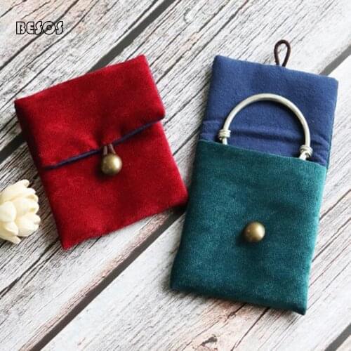 High grade Fashion Retro Corduroy Pure Embroidery Gift Bag Party Wedding Jewelry Candy Packaging Decoration Gift Bag