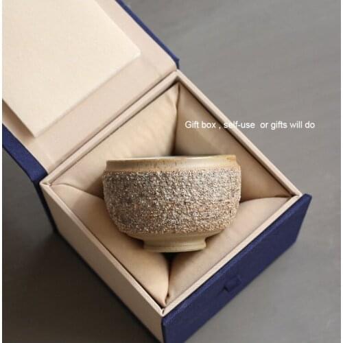 Japanese Style Crude Pottery Master Cup Hand Made Ceramic Tea Bowl Retro Heat Resistant Teacups Natural Ore
