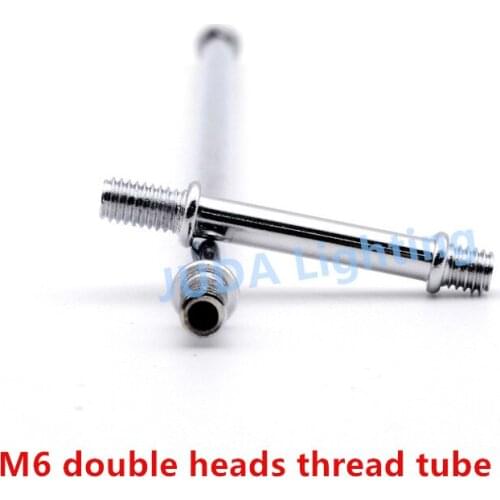 M6 both sides iron threaded tube Male thread pipe for retro chandeliers ceiling rose two sides screw tube lighting accessories