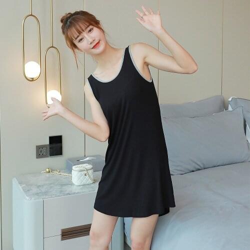 Womens Nightdress Summer Thin Sleeveless Sexy Open Back Suspender Skirt Vest Pajamas Leisure Loose Women Night Skirt Women Tops