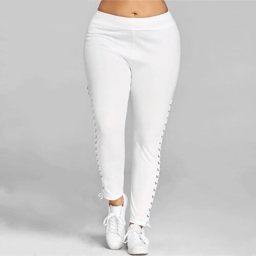 Autumn Winter Womens Leggings Casual Plus Size Cross Straps Leggings White Black Leggings S M L XL XXL XXXL 4XL 5XL Leggings
