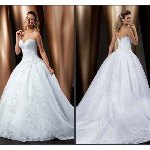 Hot Sale Unique Puffy vestido de noiva gala sweetheart organza lace appliques bridal ball gown 2018 mother of the bride dresses