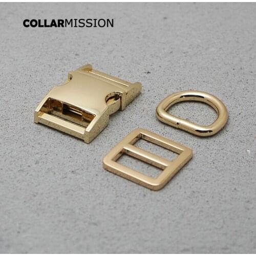 20mm Gold metal plated buckle (metal buckle+ adjust buckle+ D ring) for dog collar student backpack bag webbing DIY accessory