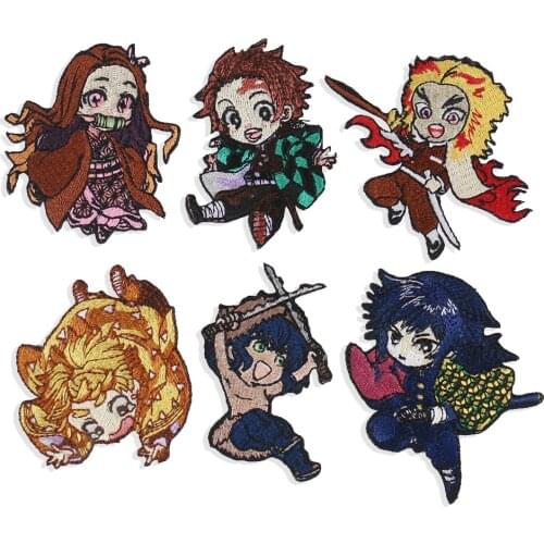 1PCS Anime Demon Slayer Patch Badge Kimetsu No Yaiba Figure Kamado Tanjirou Embroidery Applique for Clothing Stickers Iron On